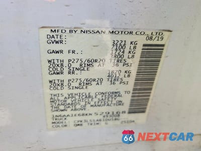 Zdjęcie 12 z 12 samochodu: 2019 NISSAN TITAN SV VIN:1N6AA1E68KN529168 - miniatura