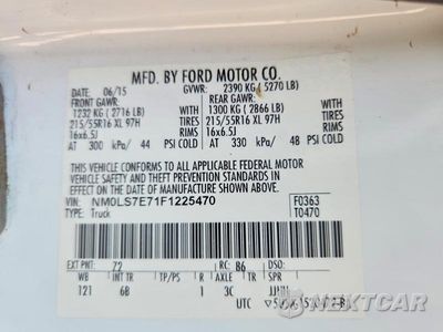 Zdjęcie 13 z 13 samochodu: 2015 FORD TRANSIT CONNECT XL VIN:NM0LS7E71F1225470 - miniatura