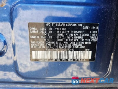 Zdjęcie 12 z 12 samochodu: 2019 SUBARU OUTBACK 2.5I PREMIUM VIN:4S4BSAFC9K3252093 - miniatura