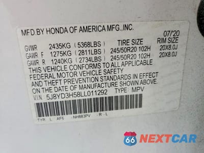 Zdjęcie 13 z 13 samochodu: 2020 ACURA MDX TECHNOLOGY VIN:5J8YD3H58LL011292 - miniatura