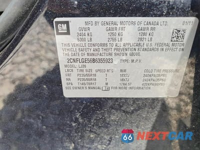 Zdjęcie 13 z 13 samochodu: 2011 CHEVROLET EQUINOX VIN:2CNFLGE56B6355923 - miniatura