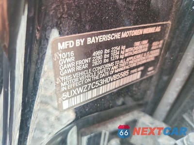 Zdjęcie 13 z 13 samochodu: 2017 BMW X3 SDRIVE28I VIN:5UXWZ7C53H0V85585 - miniatura