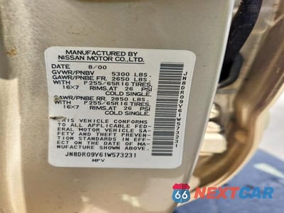 Zdjęcie 13 z 13 samochodu: 2001 NISSAN PATHFINDER SE VIN:JN8DR09Y61W573231 - miniatura
