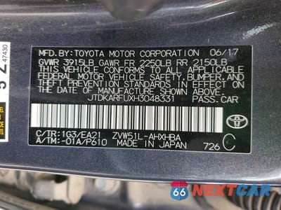 Zdjęcie 12 z 12 samochodu: 2017 TOYOTA PRIUS THREE TOURING VIN:JTDKARFUXH3048331 - miniatura