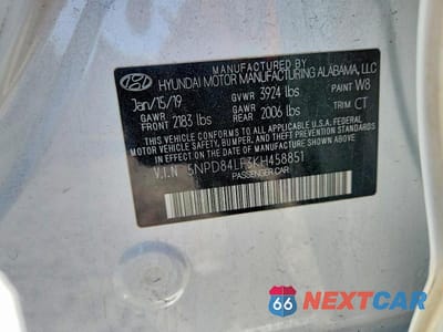Zdjęcie 12 z 12 samochodu: 2019 HYUNDAI ELANTRA VALUE EDITION VIN:5NPD84LF3KH458851 - miniatura