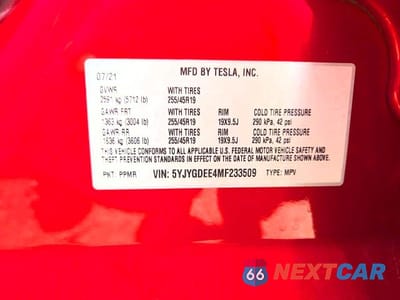 Zdjęcie 10 z 10 samochodu: 2021 TESLA MODEL Y VIN:5YJYGDEE4MF233509 - miniatura