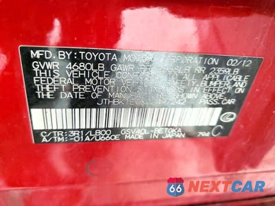 Zdjęcie 12 z 12 samochodu: 2012 LEXUS ES 350 VIN:JTHBK1EGXC2497242 - miniatura