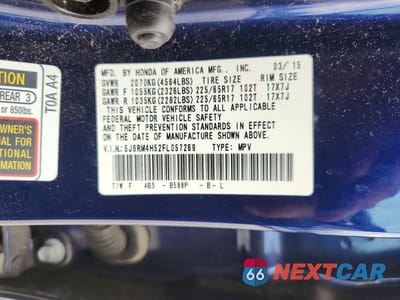 Zdjęcie 13 z 13 samochodu: 2015 HONDA CR-V EX VIN:5J6RM4H52FL057269 - miniatura