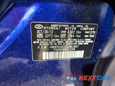 Zdjęcie 12 z 12 samochodu: 2013 HYUNDAI ELANTRA GLS VIN:KMHDH4AE0DU682867 - miniatura