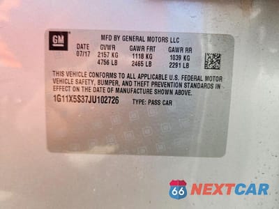 Zdjęcie 13 z 13 samochodu: 2018 CHEVROLET IMPALA LS VIN:1G11X5S37JU102726 - miniatura