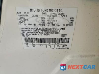Zdjęcie 14 z 14 samochodu: 2007 LINCOLN MKX VIN:2LMDU88CX7BJ37796 - miniatura
