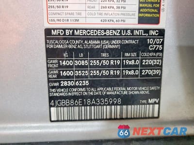 Zdjęcie 14 z 14 samochodu: 2008 MERCEDES-BENZ ML 350 VIN:4JGBB86E18A335998 - miniatura