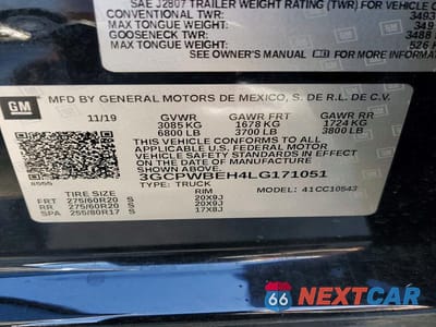 Zdjęcie 12 z 12 samochodu: 2020 CHEVROLET SILVERADO C1500 CUSTOM VIN:3GCPWBEH4LG171051 - miniatura