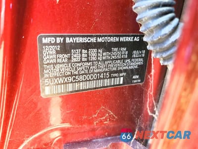 Zdjęcie 13 z 13 samochodu: 2013 BMW X3 XDRIVE28I VIN:5UXWX9C58D0D01415 - miniatura