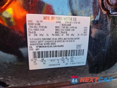 Zdjęcie 13 z 13 samochodu: 2020 FORD EXPLORER PLATINUM VIN:1FM5K8HC4LGA16285 - miniatura