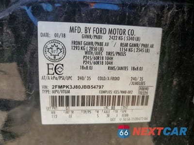Zdjęcie 13 z 13 samochodu: 2018 FORD EDGE SEL VIN:2FMPK3J80JBB54797 - miniatura