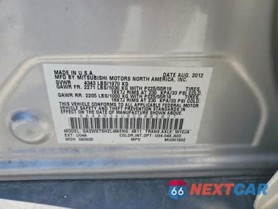 Zdjęcie 13 z 13 samochodu: 2013 MITSUBISHI OUTLANDER SPORT ES VIN:4A4AR3AU8DE002027 - miniatura