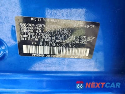 Zdjęcie 13 z 13 samochodu: 2008 SUBARU IMPREZA WRX VIN:JF1GH746X8G811912 - miniatura