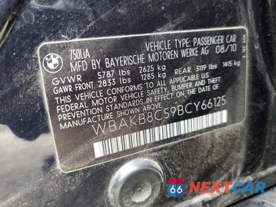 Zdjęcie 12 z 12 samochodu: 2011 BMW 750 LI VIN:WBAKB8C59BCY66125 - miniatura