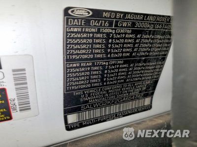Zdjęcie 13 z 13 samochodu: 2016 LAND ROVER RANGE ROVER SPORT SE VIN:SALWG2KF2GA654742 - miniatura