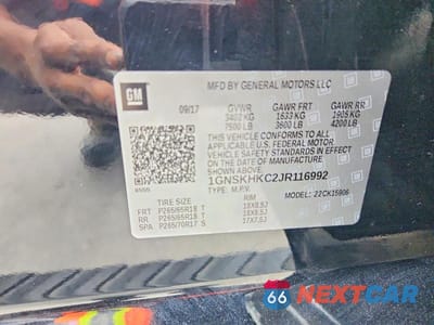 Zdjęcie 13 z 13 samochodu: 2018 CHEVROLET SUBURBAN K1500 LT VIN:1GNSKHKC2JR116992 - miniatura
