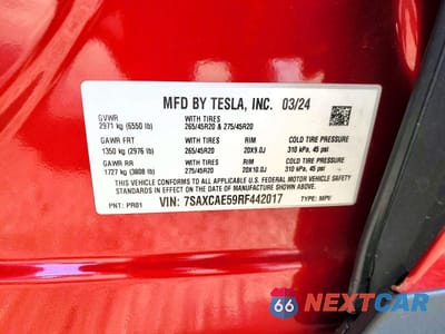 Zdjęcie 13 z 13 samochodu: 2024 TESLA MODEL X VIN:7SAXCAE59RF442017 - miniatura