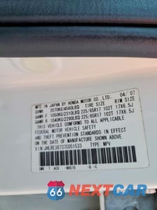 Zdjęcie 12 z 12 samochodu: 2007 HONDA CR-V EXL VIN:JHLRE38737C051533 - miniatura