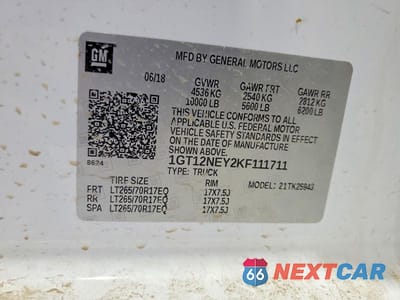 Zdjęcie 12 z 12 samochodu: 2019 GMC SIERRA K2500 HEAVY DUTY VIN:1GT12NEY2KF111711 - miniatura