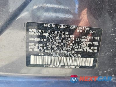 Zdjęcie 14 z 14 samochodu: 2024 SUBARU CROSSTREK PREMIUM VIN:JF2GUADC5RH262075 - miniatura