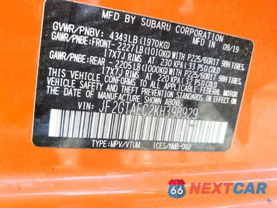 Zdjęcie 13 z 13 samochodu: 2019 SUBARU CROSSTREK PREMIUM VIN:JF2GTAEC2KH398929 - miniatura