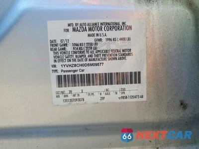 Zdjęcie 12 z 12 samochodu: 2013 MAZDA 6 GRAND TOURING VIN:1YVHZ8CH0D5M09577 - miniatura