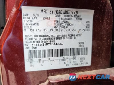 Zdjęcie 12 z 12 samochodu: 2009 FORD F250 SUPER DUTY VIN:1FTSW21R79EA43959 - miniatura