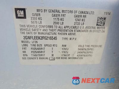 Zdjęcie 12 z 12 samochodu: 2015 CHEVROLET EQUINOX LS VIN:2GNFLEEK2F6216545 - miniatura