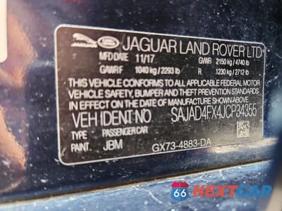 Zdjęcie 12 z 12 samochodu: 2018 JAGUAR XE PREMIUM VIN:SAJAD4FX4JCP34355 - miniatura