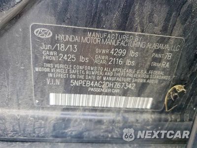 Zdjęcie 13 z 13 samochodu: 2013 HYUNDAI SONATA GLS VIN:5NPEB4AC2DH767342 - miniatura