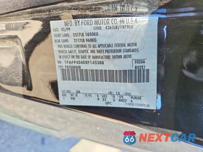 Zdjęcie 13 z 13 samochodu: 1999 FORD MUSTANG VIN:1FAFP4040XF145388 - miniatura