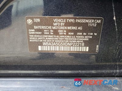 Zdjęcie 12 z 12 samochodu: 2013 BMW 328 I VIN:WBA3A5G5XDNP22218 - miniatura
