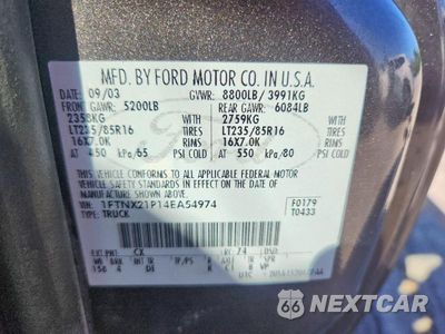 Zdjęcie 12 z 12 samochodu: 2004 FORD F250 SUPER DUTY VIN:1FTNX21P14EA54974 - miniatura