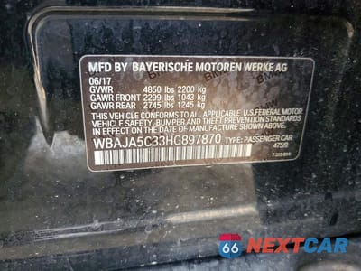 Zdjęcie 13 z 13 samochodu: 2017 BMW 530 I VIN:WBAJA5C33HG897870 - miniatura