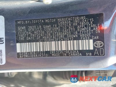 Zdjęcie 13 z 13 samochodu: 2015 TOYOTA COROLLA S PLUS VIN:2T1BURHE0FC410412 - miniatura