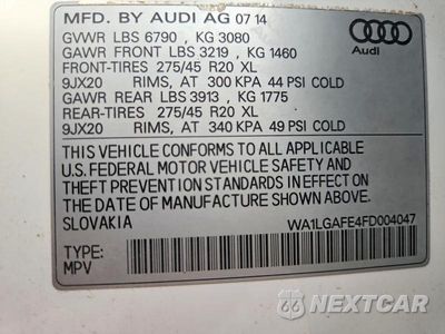 Zdjęcie 14 z 14 samochodu: 2015 AUDI Q7 PREMIUM PLUS VIN:WA1LGAFE4FD004047 - miniatura