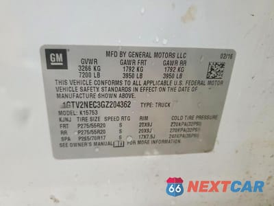 Zdjęcie 12 z 12 samochodu: 2016 GMC SIERRA K1500 SLT VIN:1GTV2NEC3GZ204362 - miniatura