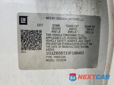 Zdjęcie 12 z 12 samochodu: 2018 CHEVROLET MALIBU LS VIN:1G1ZB5ST2JF168493 - miniatura