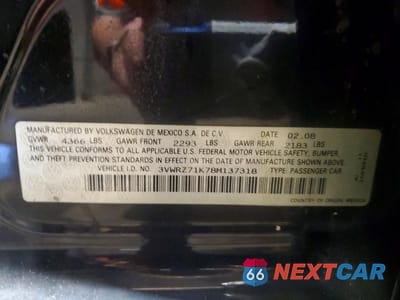 Zdjęcie 12 z 12 samochodu: 2008 VOLKSWAGEN JETTA SE VIN:3VWRZ71K78M137318 - miniatura