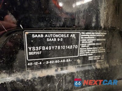 Zdjęcie 12 z 12 samochodu: 2008 SAAB 9-3 2.0T VIN:YS3FB49Y781014870 - miniatura