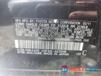 Zdjęcie 12 z 12 samochodu: 2011 LEXUS LS 460 VIN:JTHBL5EF7B5105505 - miniatura