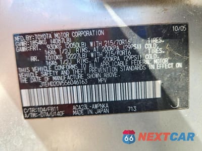 Zdjęcie 13 z 13 samochodu: 2005 TOYOTA RAV4 BASE VIN:JTEHD20V556046163 - miniatura