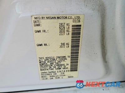 Zdjęcie 12 z 12 samochodu: 2016 NISSAN ALTIMA 2.5 S VIN:1N4AL3AP6GC197439 - miniatura