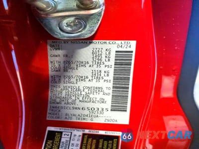 Zdjęcie 12 z 12 samochodu: 2024 NISSAN FRONTIER- R&D- PRI FLEET- CK ENG LT ON VIN:1N6ED1CL9RN650335 - miniatura