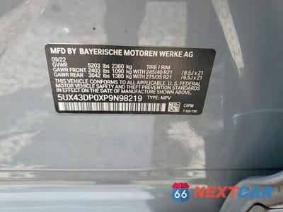 Zdjęcie 13 z 13 samochodu: 2023 BMW X3 SDRIVE30I VIN:5UX43DP0XP9N98219 - miniatura